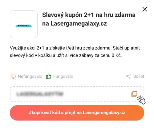 Návod jak zkopírovat slevový kód Lasergamegalaxy.cz