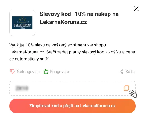 Návod jak zkopírovat slevový kód LekarnaKoruna.cz