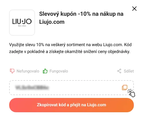Návod jak zkopírovat slevový kód Liujo.com