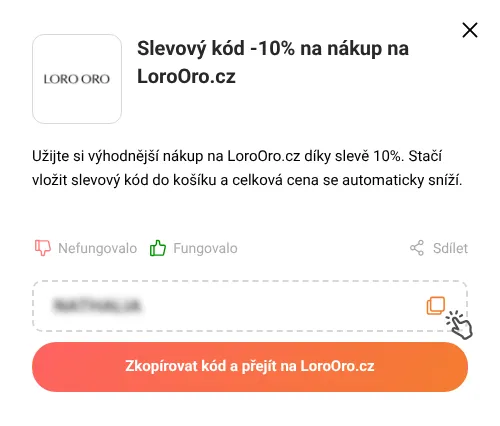 Návod jak zkopírovat slevový kód LoroOro.cz
