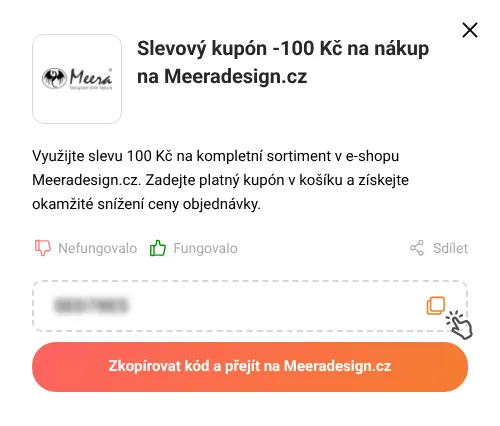Návod jak zkopírovat slevový kupón Meeradesign.cz