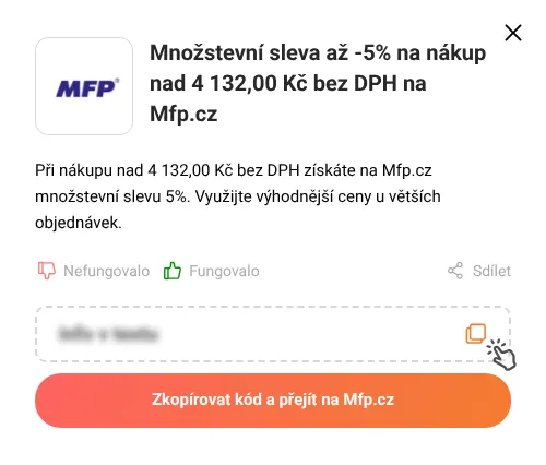 Návod jak zkopírovat slevový kód Mfp.cz