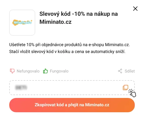 Návod jak zkopírovat slevový kupón Miminato.cz