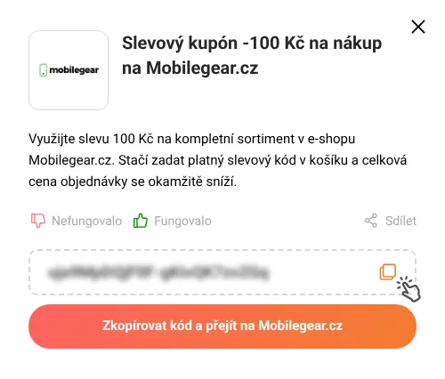 Návod jak zkopírovat slevový kupón Mobilegear.cz
