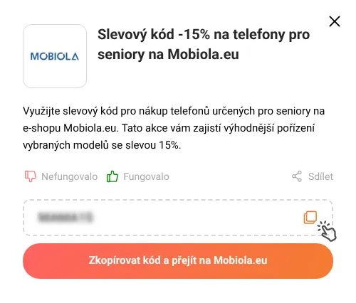 Návod jak zkopírovat slevový kód Mobiola.eu