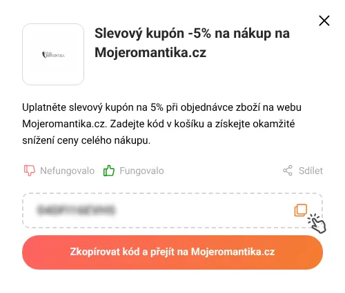 Návod jak zkopírovat slevový kupón Mojeromantika.cz