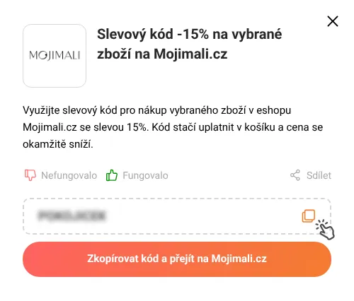 Návod jak zkopírovat slevový kód Mojimali.cz