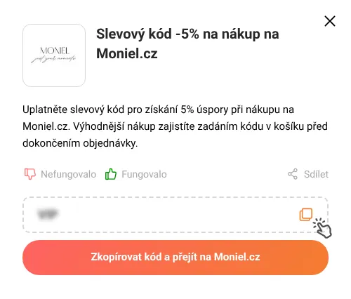 Návod jak zkopírovat slevový kupón Moniel.cz