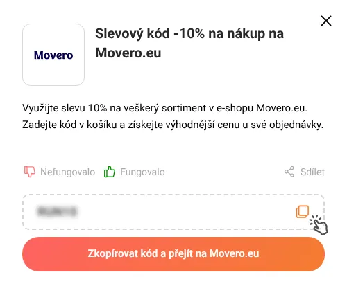Návod jak zkopírovat slevový kód Movero.eu