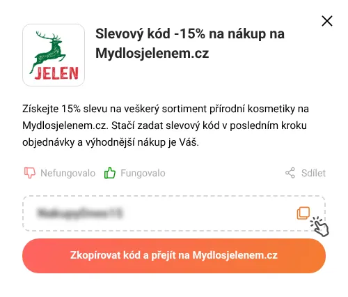 Návod jak zkopírovat slevový kupón Mydlosjelenem.cz