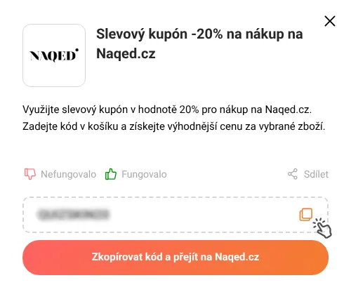 Návod jak zkopírovat slevový kód Naqed.cz