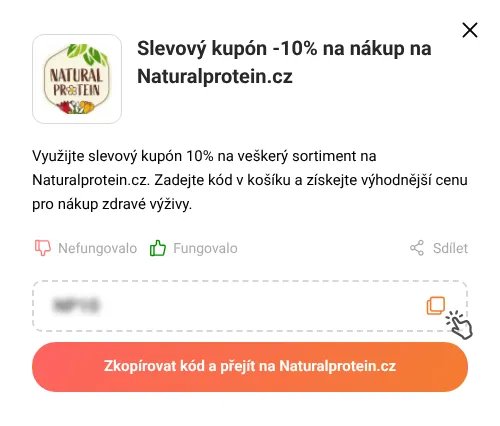 Návod jak zkopírovat slevový kód Naturalprotein.cz