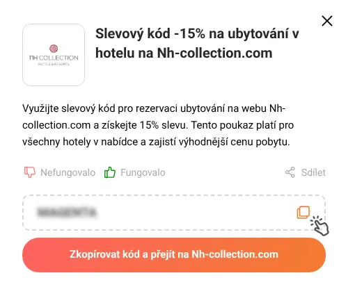 Návod jak zkopírovat slevový kód Nh-collection.com