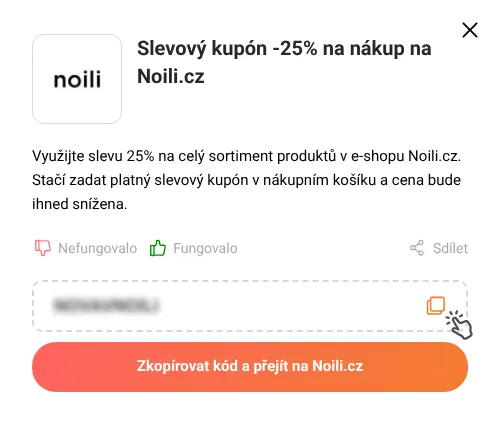Návod jak zkopírovat slevový kód Noili.cz