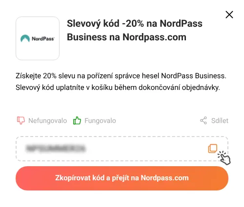 Návod jak zkopírovat slevový kód Nordpass.com