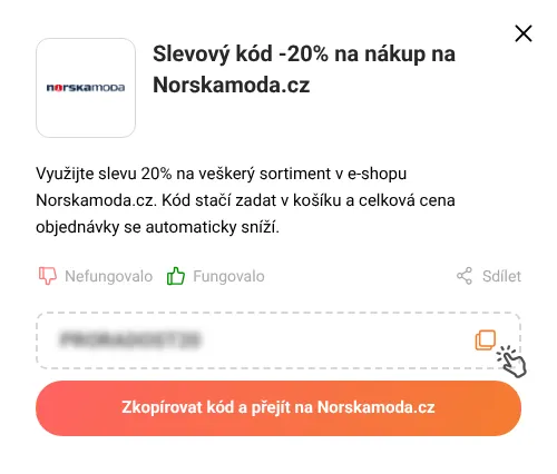 Návod jak zkopírovat slevový kód Norskamoda.cz