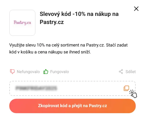 Návod jak zkopírovat slevový kupón Pastry.cz