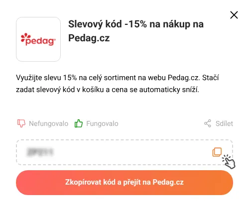 Návod jak zkopírovat slevový kód Pedag.cz