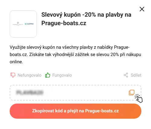 Návod jak zkopírovat slevový kód Prague-boats.cz