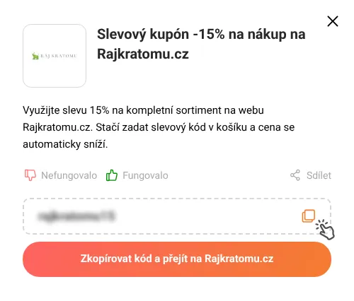 Návod jak zkopírovat slevový kupón Rajkratomu.cz