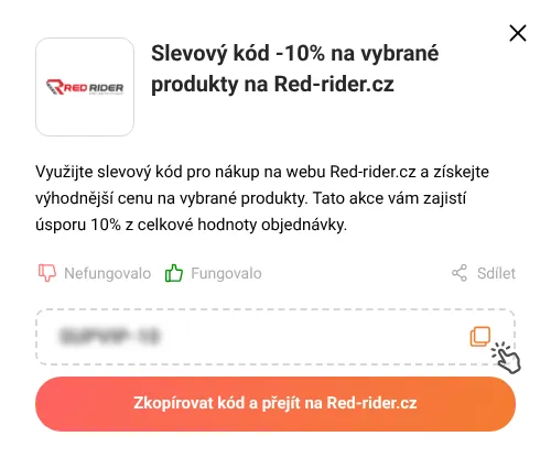 Návod jak zkopírovat slevový kód Red-rider.cz