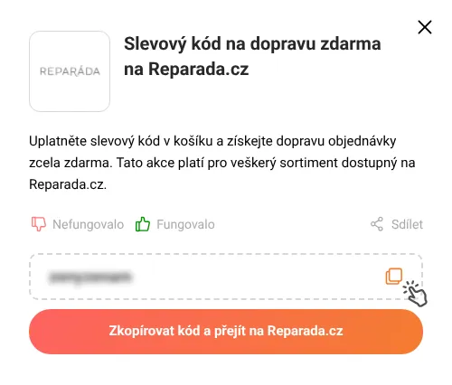 Návod jak zkopírovat slevový kód Reparada.cz