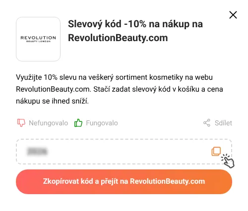 Návod jak zkopírovat slevový kód RevolutionBeauty.com