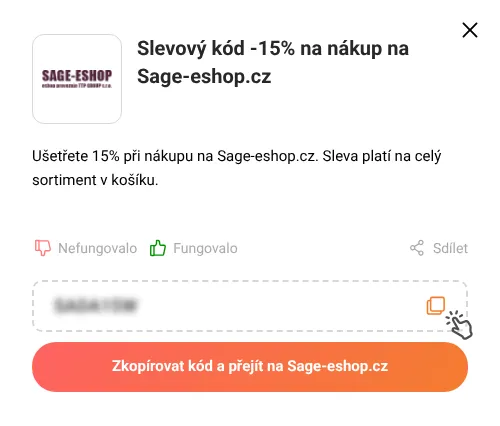 Návod jak zkopírovat slevový kód Sage-eshop.cz