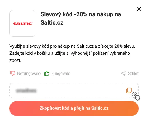 Návod jak zkopírovat slevový kód Saltic.cz