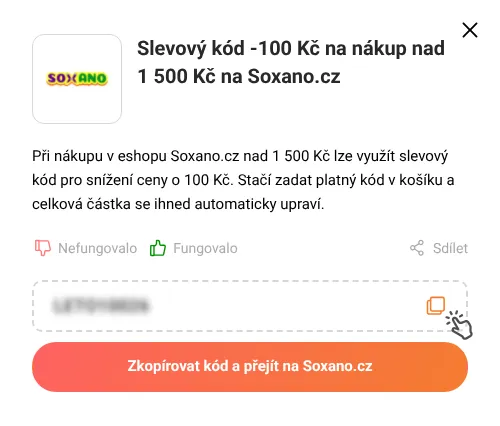 Návod jak zkopírovat slevový kupón Soxano.cz