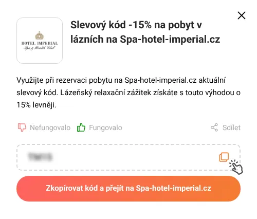 Návod jak zkopírovat slevový kód Spa-hotel-imperial.cz