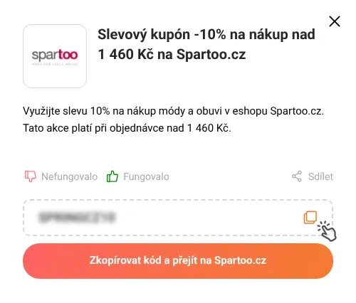 Návod jak zkopírovat slevový kód Spartoo.cz