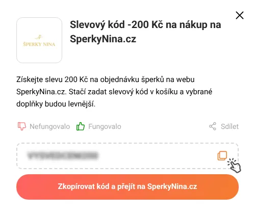 Návod jak zkopírovat slevový kupón SperkyNina.cz