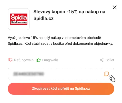 Návod jak zkopírovat slevový kód Spidla.cz