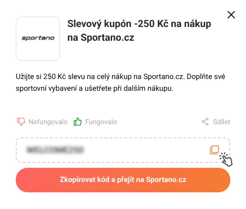Návod jak zkopírovat slevový kód Sportano.cz