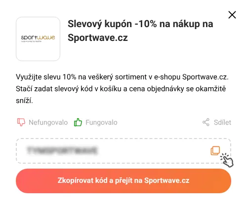 Návod jak zkopírovat slevový kupón Sportwave.cz