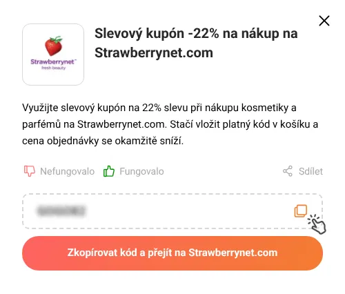 Návod jak zkopírovat slevový kód Strawberrynet.com