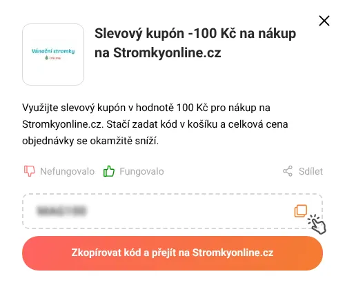 Návod jak zkopírovat slevový kód Stromkyonline.cz