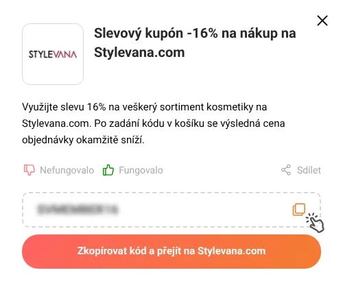 Návod jak zkopírovat slevový kód Stylevana.com
