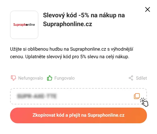 Návod jak zkopírovat slevový kód Supraphonline.cz
