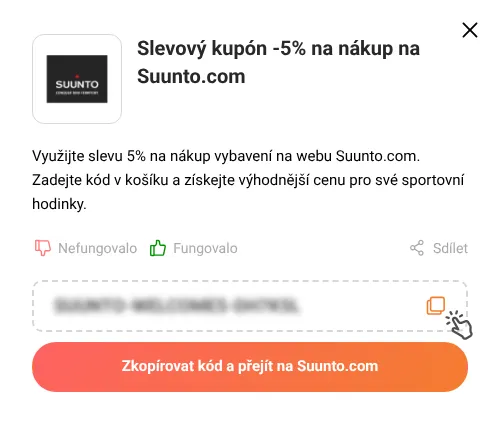 Návod jak zkopírovat slevový kód Suunto.com