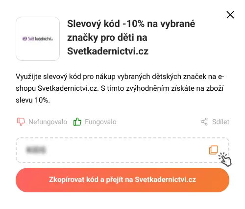 Návod jak zkopírovat slevový kód Svetkadernictvi.cz