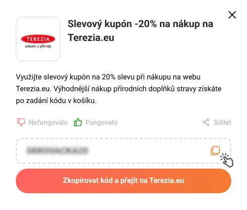 Návod jak zkopírovat slevový kód Terezia.eu
