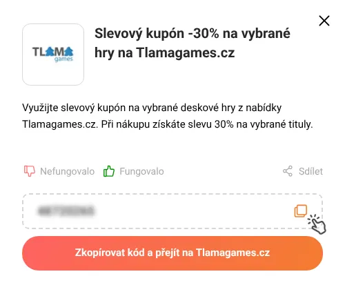 Návod jak zkopírovat slevový kupón Tlamagames.cz