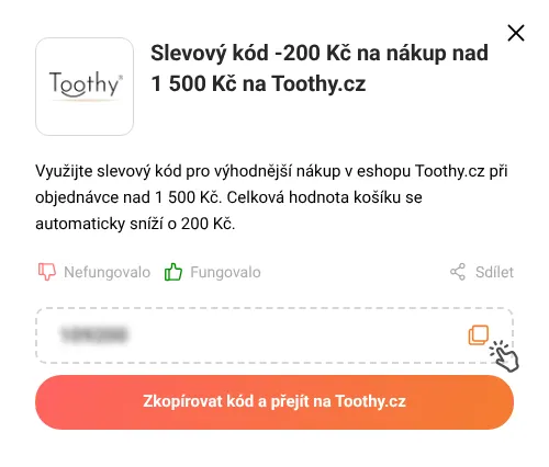 Návod jak zkopírovat slevový kupón Toothy.cz