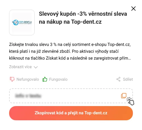 Návod jak zkopírovat slevový kupón Top-dent.cz