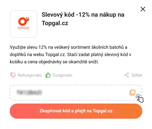 Návod jak zkopírovat slevový kupón Topgal.cz