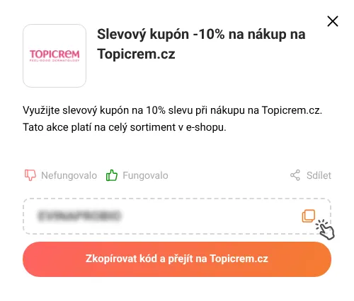 Návod jak zkopírovat slevový kupón Topicrem.cz