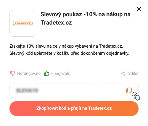 Návod jak zkopírovat slevový poukaz Tradetex.cz