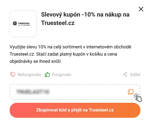 Návod jak zkopírovat slevový kupón Truesteel.cz